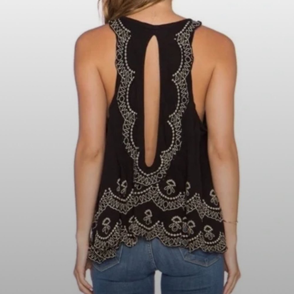 Free People size SP Toosaloosa Slub Attica Tank eyelet embroidered